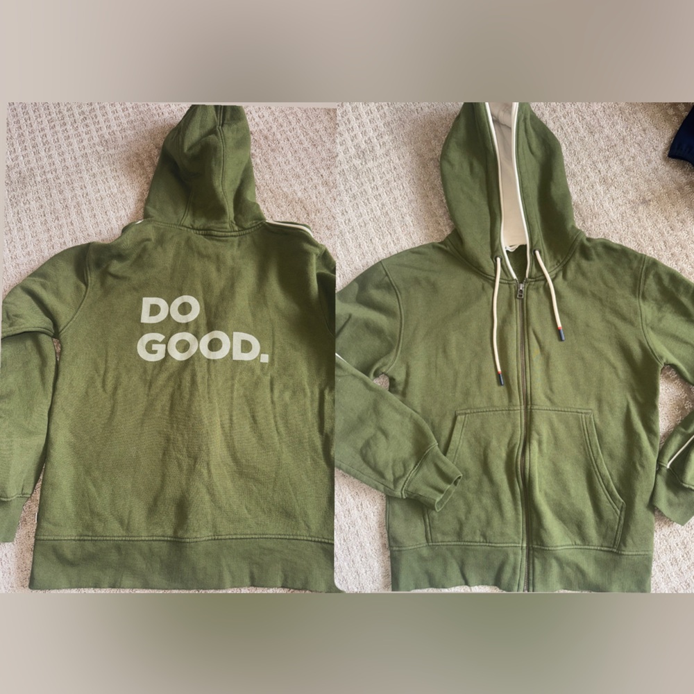 Cotopaxi Olive Green Zip Hoodie "DO GOOD."